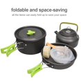 thumbnail image 4 of 9pcs Camping Cookware Set 1-2 Person Campfire Kettle Outdoor Cooking Mess Kit Pots Pan for Backpacking Hiking Picnic Fishing with Spork Knife Spoon Anodized aluminum (Orange), 4 of 9