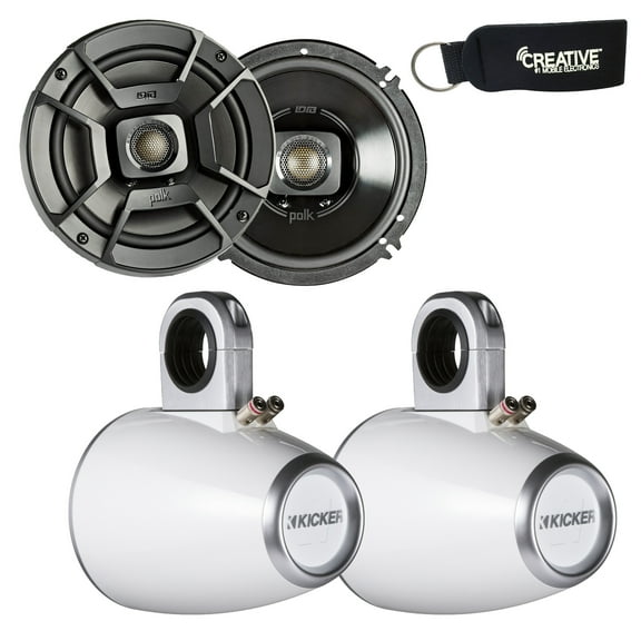 Polk Audio Marine Wake Tower Package with DB652 6.5" Coaxial Speakers and Wake Tower White Enclosures