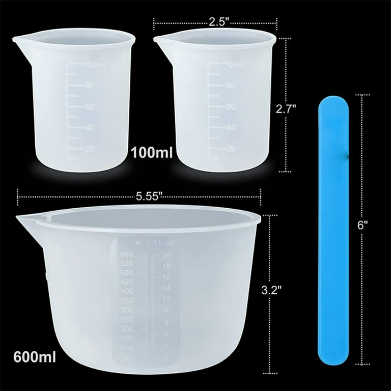 EUBUY Silicone Resin Measuring Cups Tool Kit Large Epoxy Resin Mixing Bowl  Jewelry Making Waxing Mold with Silicone Stir Sticks Pipettes Finger Cots 