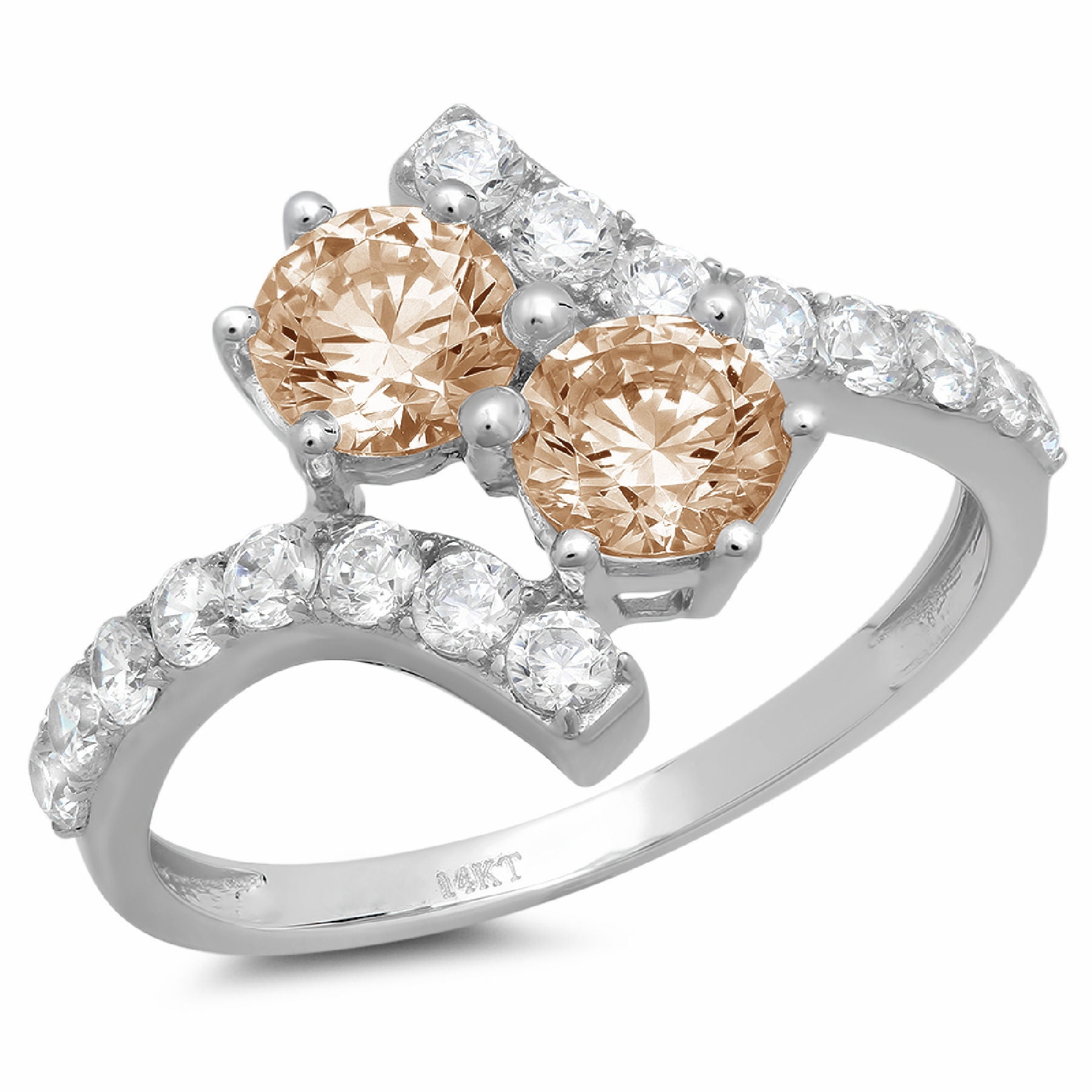 Valentine day Special 0.75 Ct Forever Us Two Stone Two White Simulated Diamond Engagement Solitaire Ring 14K White Gold Finish Valentine day Special 0.75 Ct Forever Us Two Stone Two White Simulated Diamond Engagement Solitaire Ring 14K White Gold Finish