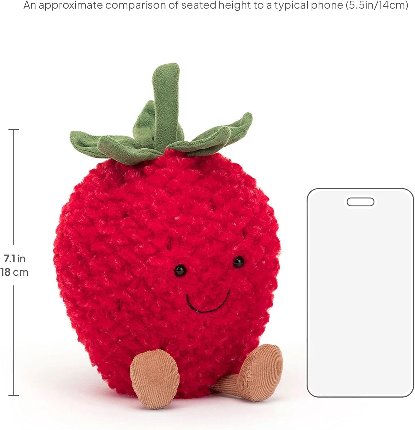 Jellycat Amuseables Strawberry Stuffed Toy, 8 inches - Fruit Plush - Fun Gift Idea
