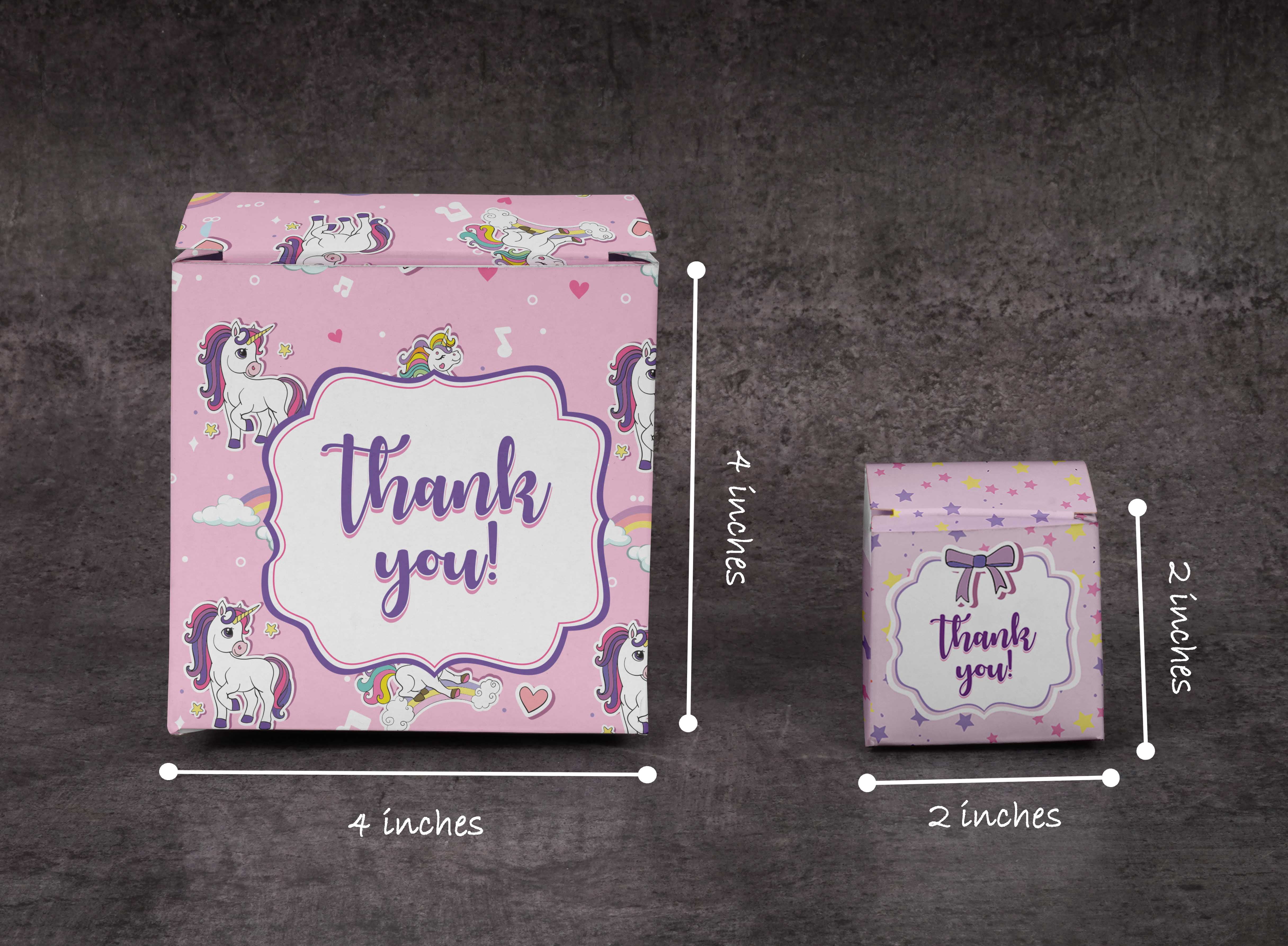 InkdotpotPaper Box -Mini Favor Box ForBaby Shower4x4x4 Inches Paper Gift Boxes, Candy Paper Box For Party Favors, Baby ShowerUnicorn,GirlTheme- Pack Of 20