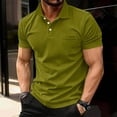 thumbnail image 3 of Kixjoy Mens Polo Shirts Short Sleeve Big and Tall Polo Shirts Collared Lounge Golf Shirt Basic Trendy Cozy T Shirts, Army Green S, 3 of 5