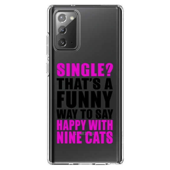 DistinctInk Clear Shockproof Hybrid Case for Samsung Galaxy Note 20 (6.7" Screen) - TPU Bumper Acrylic Back Tempered Glass Screen Protector - Single? Happy with Nine Cats