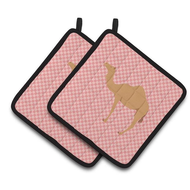 Paire de Porte-Pots à Carreaux Rose Camel Dromadaire Arabe
