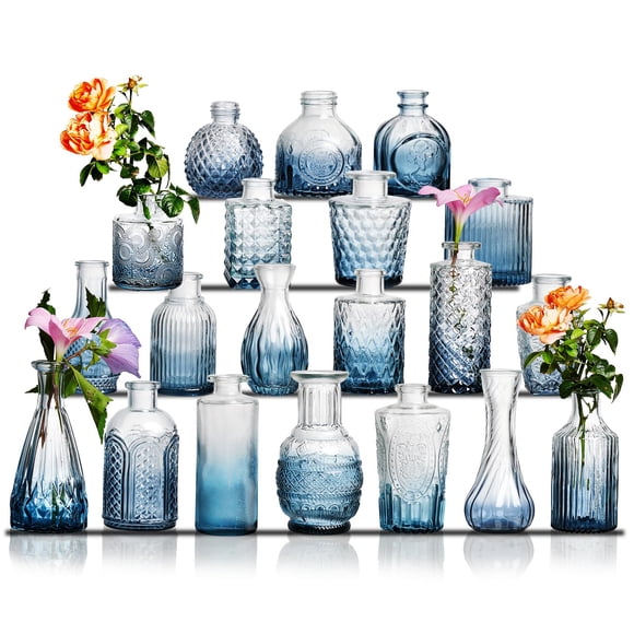 Set de jarrones Glass Bud Ulodimi Vintage Crystal, 20 unidades, azul