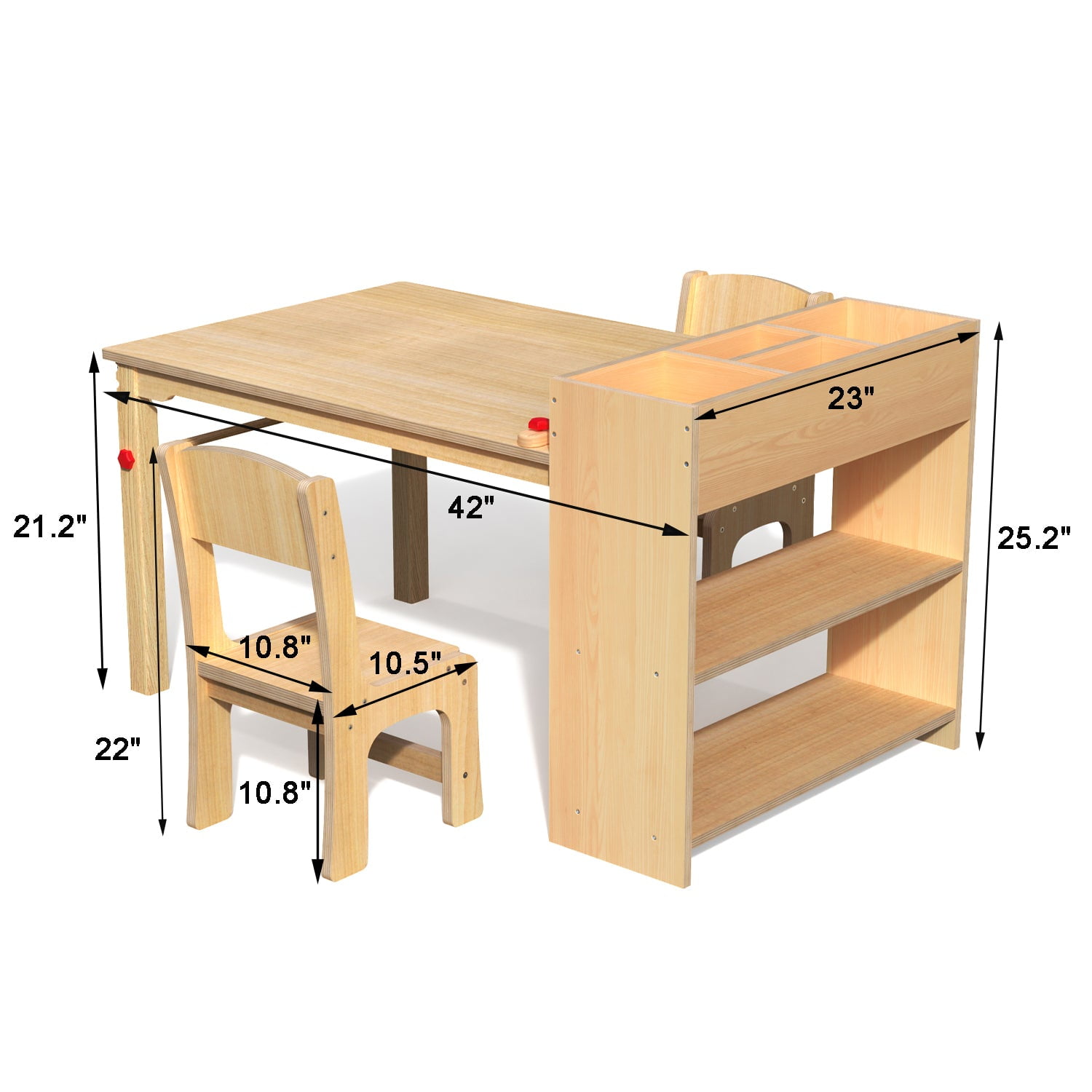 GDLF Kids Art Table and 2 Chairs, Wooden Drawing Desk, Activity