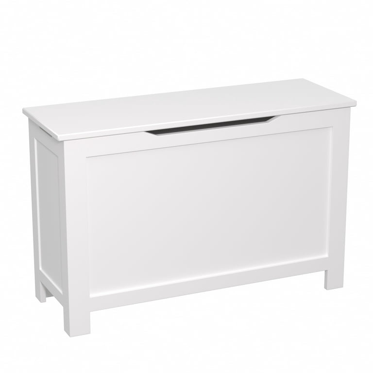 Homfa Kids Toy Chest, 31.5'' Large Storage Toy Box with Safety Hinges  Flip-Top Lid, White 
