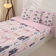 thumbnail image 3 of Manfei Cartoon Princess Castle Zipper Twin Comforter Sets with Fitted Sheet and 2 Pillowcases,Pink Kawaii Bowtie Zipper Bedding Set,Pink Reversible,4pcs, 3 of 7