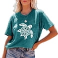 thumbnail image 2 of LUOGENLI T-shirts pour Femmes, T-shirts Décontractés avec Impression de Tortues de Mer, Col Rond, Manches Courtes, Hauts Graphiques, Vêtements d'Été, Vert Menthe TTTG, 2 of 4