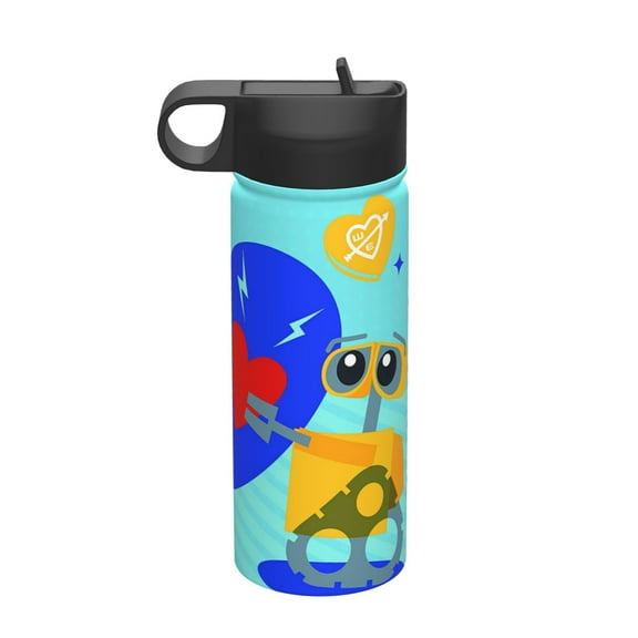 Wall-E Insulated Water Bottle, 18oz Vacuum Stainless Steel Sports Kettle With Straw Lid, Leakproof Drinking Thermos Cup For Outdoor Gym Travel