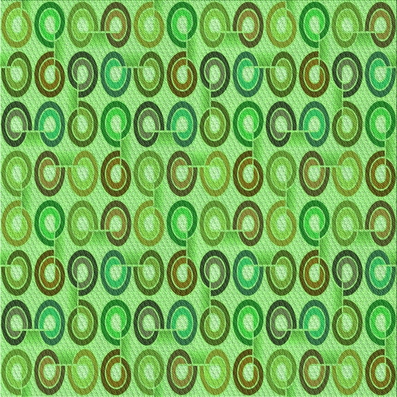 Ahgly Company Machine Washable Indoor Square Transitional Emerald Green Area Rugs, 7' Square