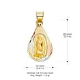 thumbnail image 3 of Ioka-14K Tri Color Gold Diamond Cut Our Lady of Guadalupe Stamp Charm Pendant with 1.9mm Figaro 3+1 Chain Necklace - 24", 3 of 6