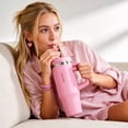 thumbnail image 5 of Carote Insulated Stainless Steel Tumbler with Handle and Lid, Leakproof Double Wall Vacuum Travel Mug, Reusable Cup for Hot & Cold Drinks, Pink, 32oz, 5 of 5