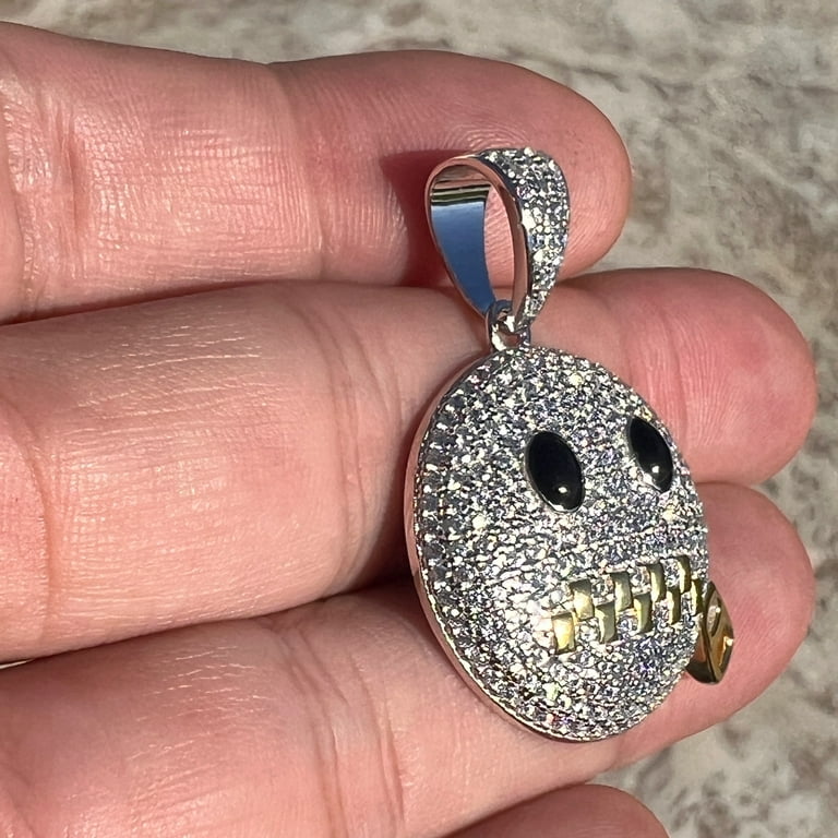 Real Solid 925 Sterling Silver Zipper Mouth Face Emoji Stop Real Solid 925 Sterling Silver Zipper Mouth Face Emoji Stop