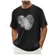 thumbnail image 1 of Tops para hombre, blusas y camisas de cuello redondo y manga corta para hombre. Camiseta/camisa informal de cuello redondo y manga corta con estampado de corazones para hombre. Tops de poliéster para, 1 of 4