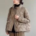 thumbnail image 2 of Chaqueta corta ligera de plumón de pato blanco para mujer, chaqueta holgada a la moda, chaqueta en V completa a juego para hombres pequeños, 2 of 5