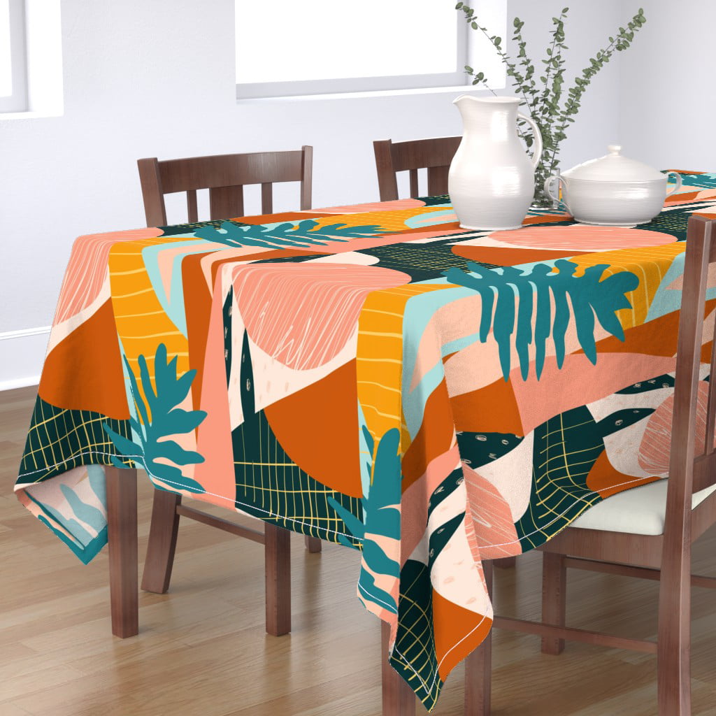 Square 54 x 54 Inch Pretty Chinoiserie Fish Tablecloth Washable Dust-Proof Spill-Proof Tablecloths Table Cover for Kitchen Dinning Party 