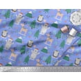 thumbnail image 2 of Soimoi Blue Poly Georgette Fabric Bear & Reindeer Cartoon Print Sewing Fabric Yard 52 Inch Wide, 2 of 3