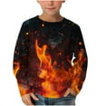 thumbnail image 2 of Rvasteizo Boys Long Sleeve Shirts Flame Print Crew Neck Long Sleeve Pullover Basic Wear for 3 to 14 Years Youth, 2 of 4