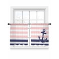 thumbnail image 2 of Blue Anchor Sheer Curtains 54 Inches Long 2 Panels Costal Pink White Blue Stripes Background Light Filtering Semi Sheer Window Curtains Drapes for Bedroom Living Room 52"x54", 2 of 7