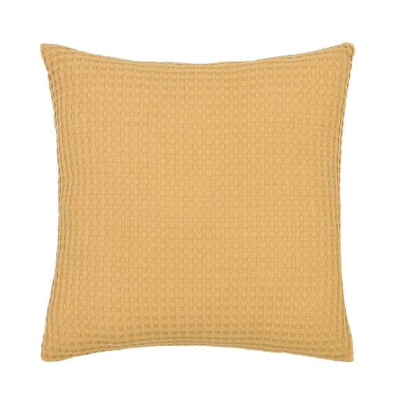 Mainstays Waffle Knit Pillow, 18" x 18", Yellow