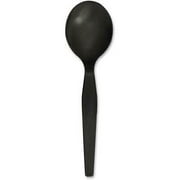 Genuine Joe Heavyweight Disposable Soup Spoons - 1 Piece(s) - 1000/Carton - 1 x Soup Spoon - Disposable - Textured - Black