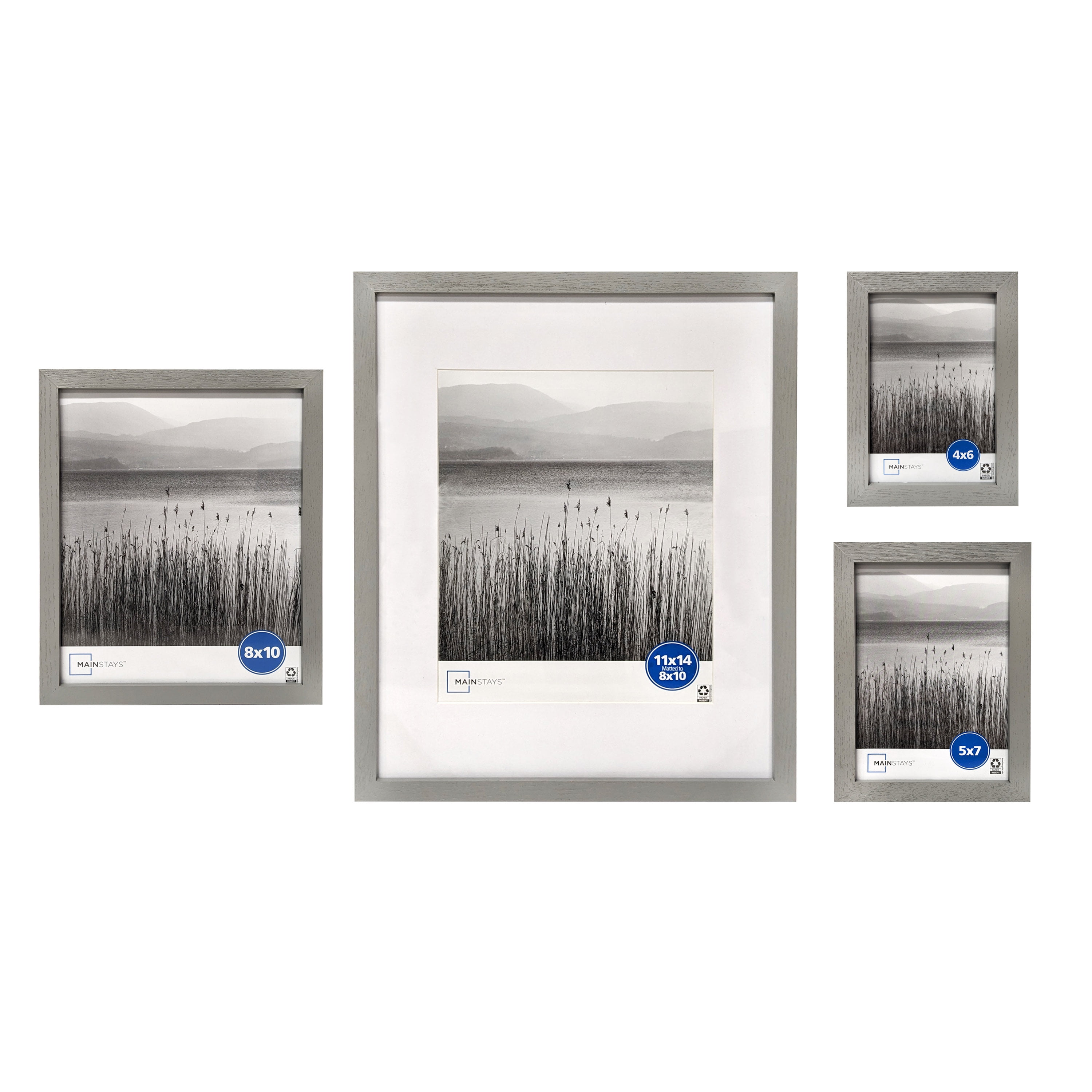 Mainstays 4x6 Linear Gallery Wall Picture Frame, Gray, Set of 6