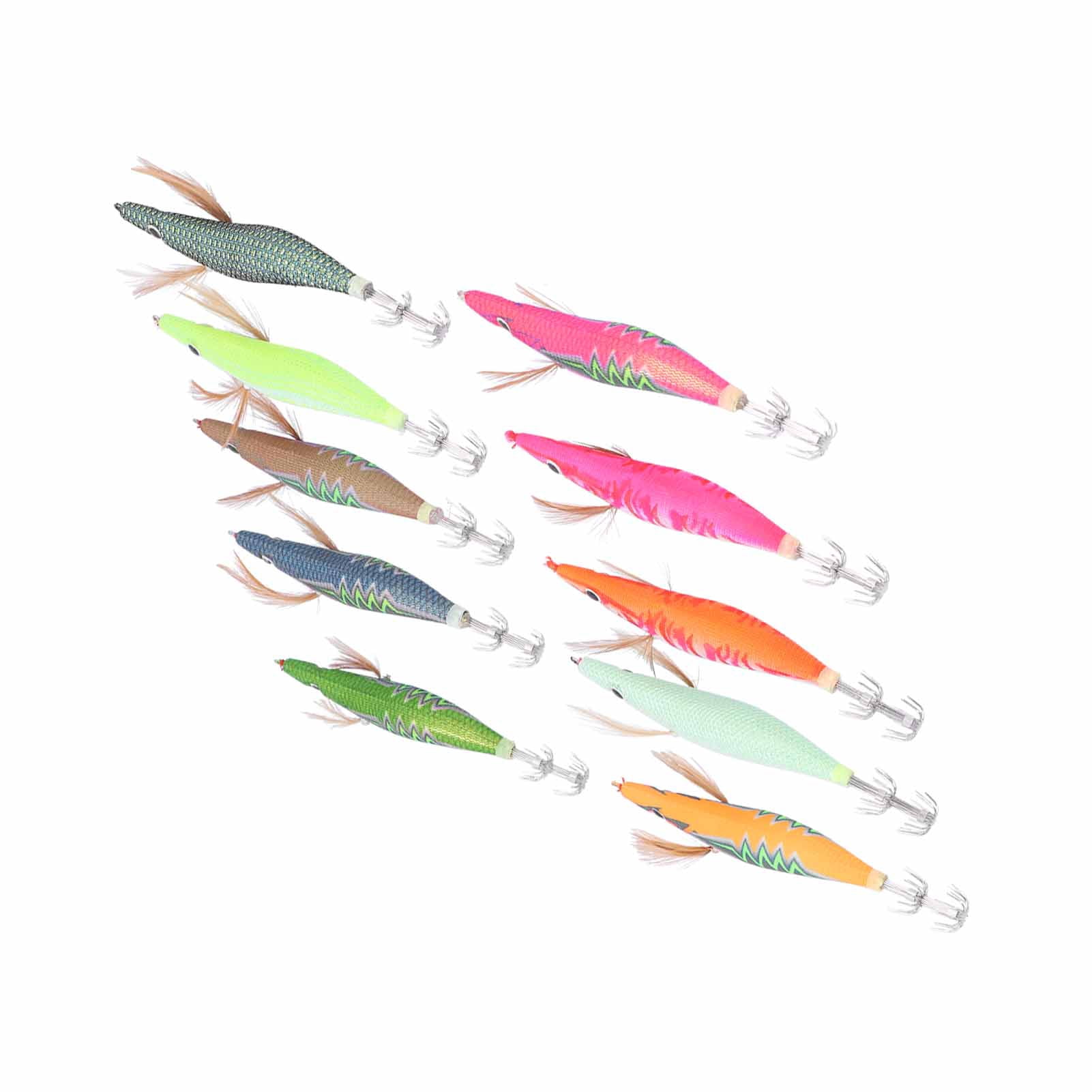 10 Leurres De Pêche Crevette Lumineux - Appâts Artificiels Calmar Avec Crochets Acier - Pour Eau Douce Et Salée