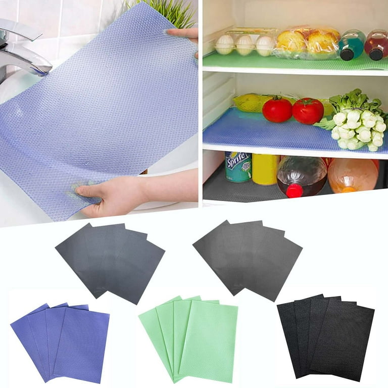 4pcs Home Kitchen Fridge Eva Antibacterial Antifouling Mildew Moisture Absorption Pad Refrigerator Mats Easy Clean, Blue