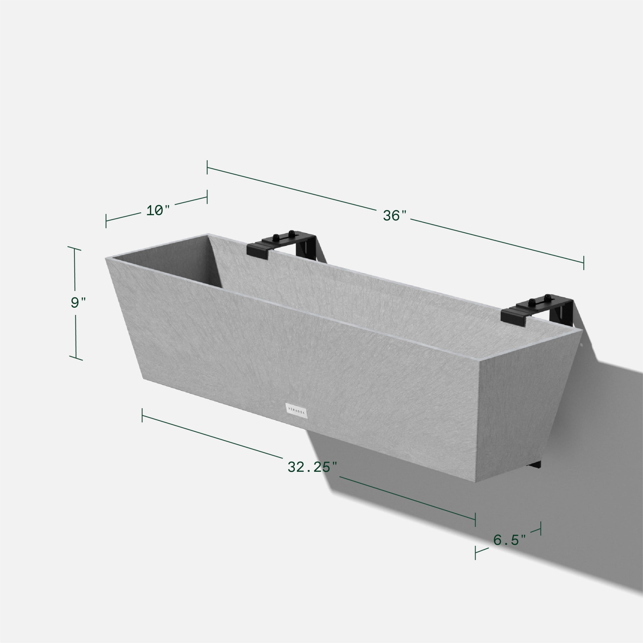 Veradek Pure Series Railing 36" Plastic Planter 2-Pack Gray
