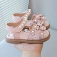 thumbnail image 7 of Huowey Toddler Sandals Open Toe Summer Flats Dress Trendy Sandals Floral Design For Girls Summer Footwear,Pink,12-18 Months, 7 of 7