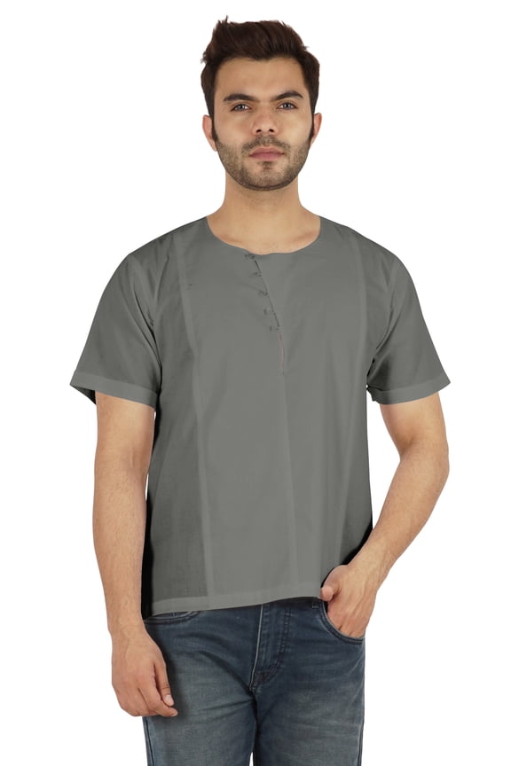Indian Designer Short Mens Kurta For Jean Solid Casual Shirt Tunic Ethnic Traditional Wear