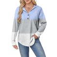 thumbnail image 3 of Cilsoka Womens Button Up Sweatshirts Hooded Striped Print Long Sleeve Drawstring Hoodies Casual Pullover, 3 of 5