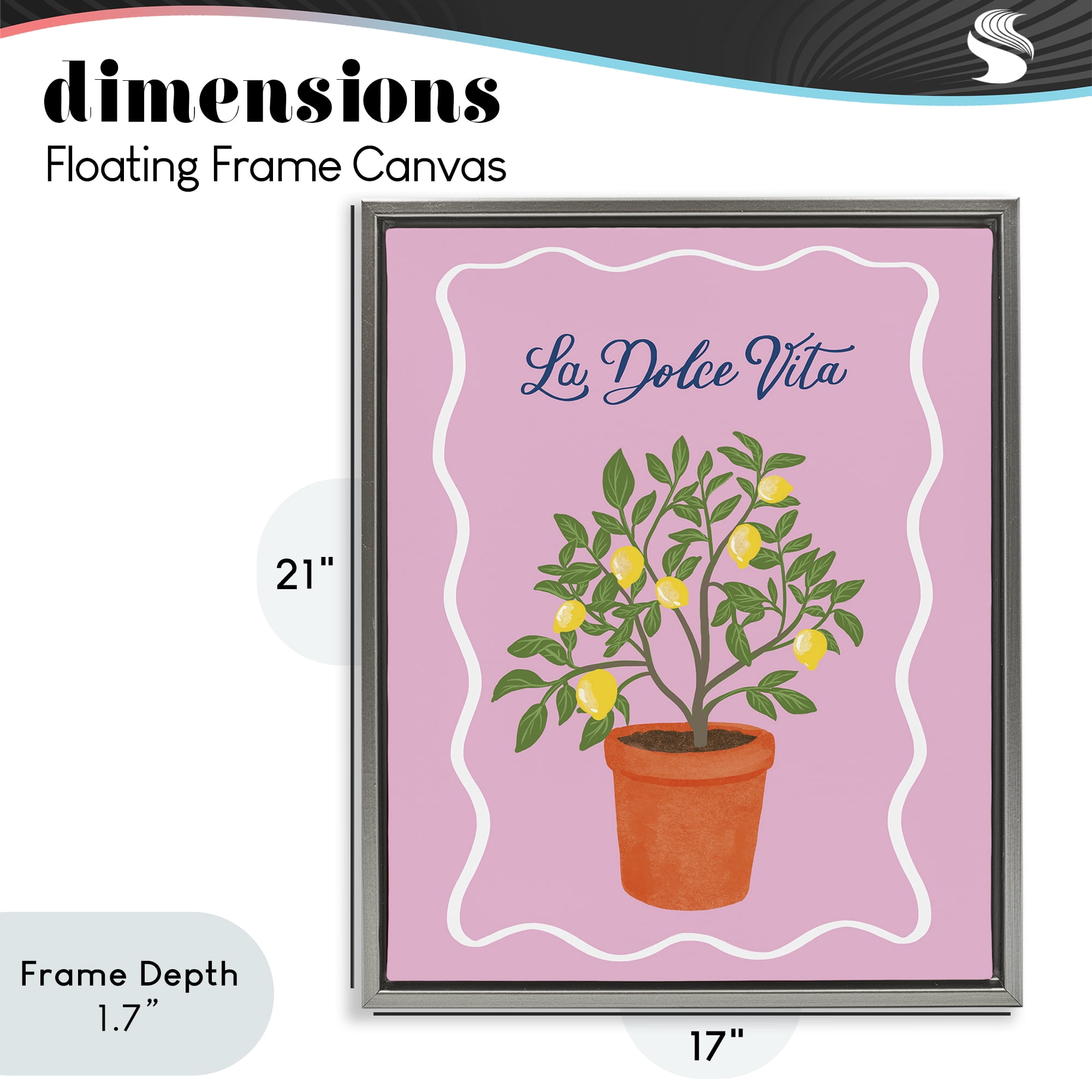 Stupell Industries Dolce Vita Lemon Tree Gray Framed Floater Canvas Wall Art, design by Be Ni La