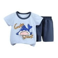 thumbnail image 2 of Tdoqot Toddler Boys Outfit Sets 2 Piece- Cotton Short Sleeve Cute Kis Summer Clothes Soft T Shirts and Shorts Blue Size 1 T, 2 of 9