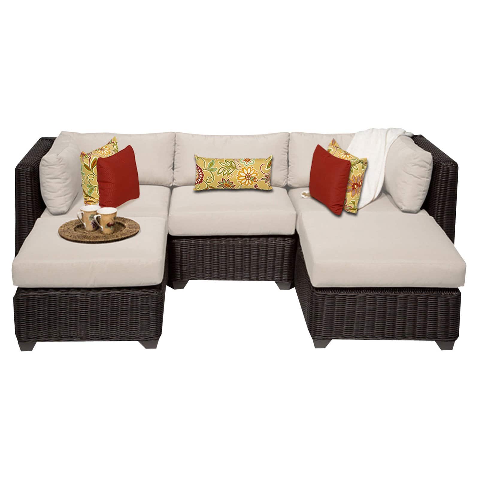 TK Classics Venice Wicker 5 Piece Patio Conversation Set with 2 Sets of Cushion Covers - image 2 of 3