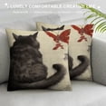 thumbnail image 3 of COMIO Farmhouse Decorative Outdoor Throw Pillow Covers for Couch Sofa Bed Vintage Fluffy Cat and Dragonfly Traditional Japanese Ink Painting Pillow Cover Modern Decor Pillow Case, 3 of 5