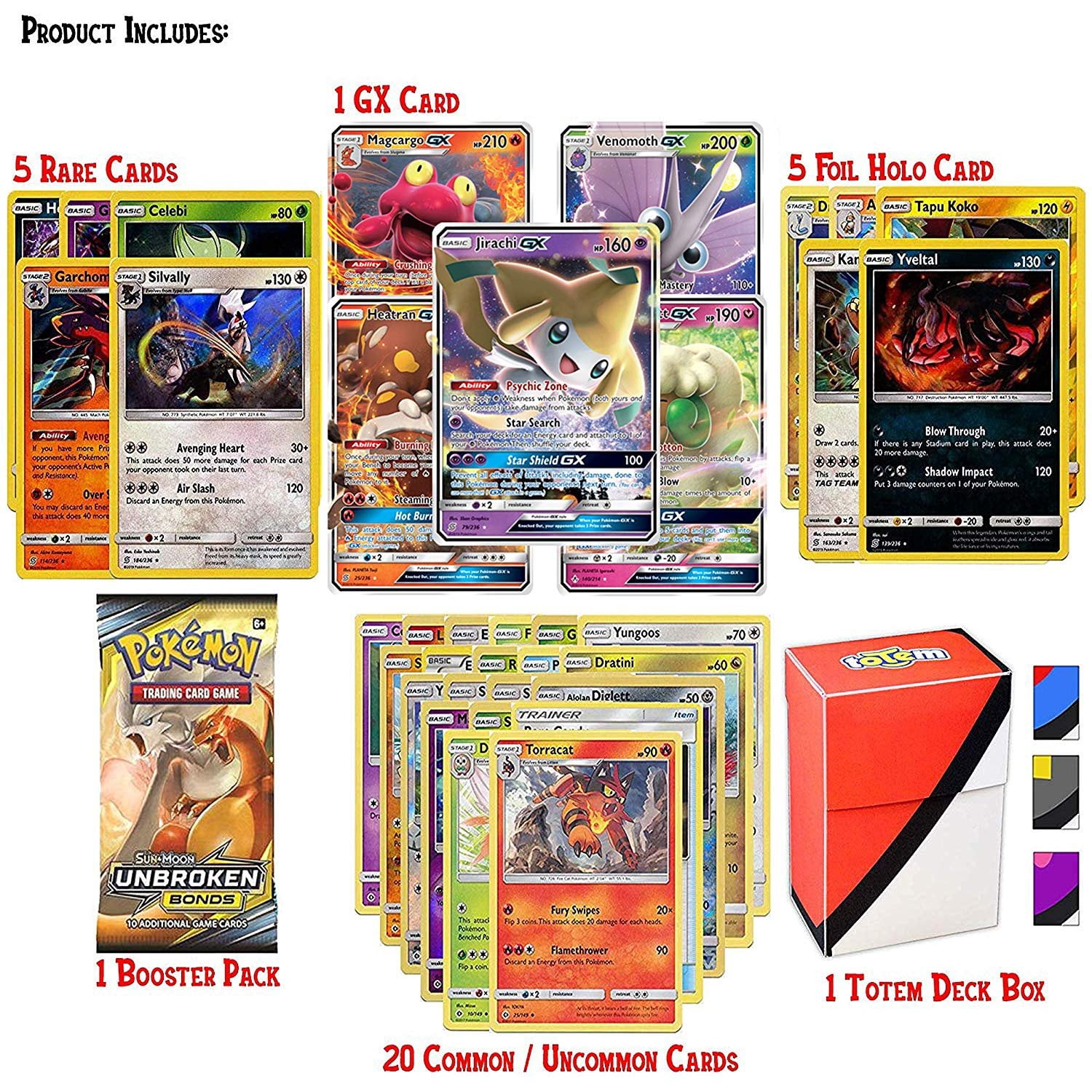 Pokemon Gx Guaranteed With Booster Pack 5 Rare Cards 5 Holo