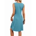 thumbnail image 6 of Women'S Twist Front V Neck Ruffle Summer Dress Elegant Sleeveless Club Party Tunic Bodycon Mini Dresses Lake Blue M, 6 of 10