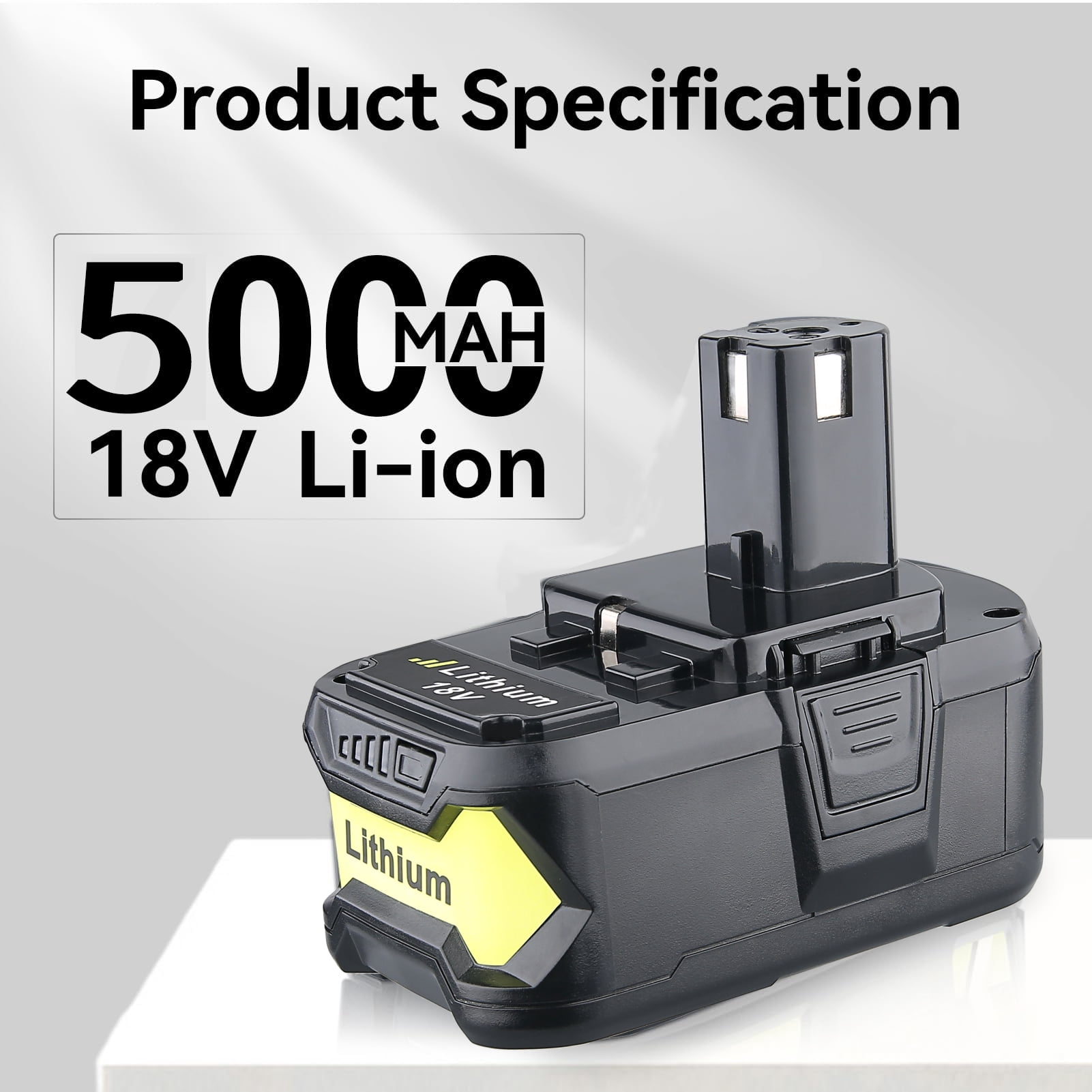 2packs 5.0Ah 18V P108 Li-on Battery Replacement for Ryobi 18V Lithium Battery P102 P103 P105 P107 P108 P109 Compatible with Ryobi 18Volt Cordless Power Tools