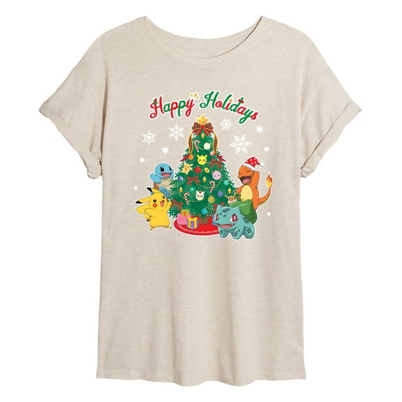 Pokémon  - Christmas Celebration Group - Juniors Muscle T-Shirt