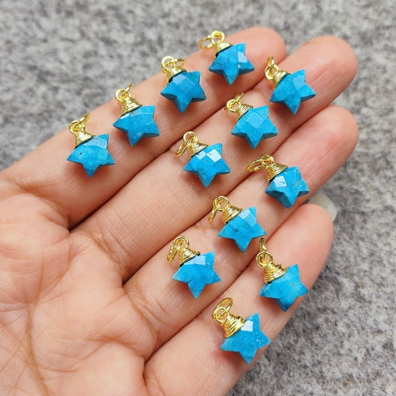 Wire Wrapped Turquoise Star Pendant, Spiritual Crystal Pendant Handmade Bohemian Jewelry Gift