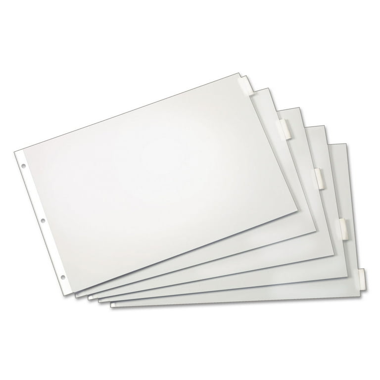Paper Insertable Dividers, 5-Tab, 11 x 17, White, Clear Tabs, 1 Set Paper Insertable Dividers, 5-Tab, 11 x 17, White, Clear Tabs, 1 Set