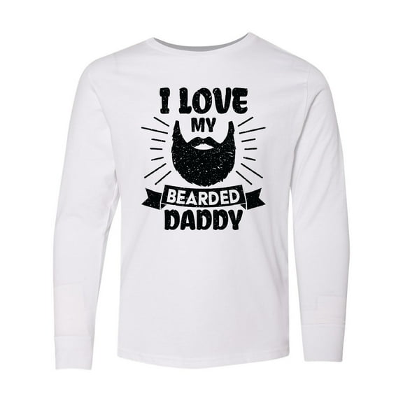Inktastic I Love My Bearded Daddy for Fathers Day with Grunge Long Sleeve Youth T-Shirt
