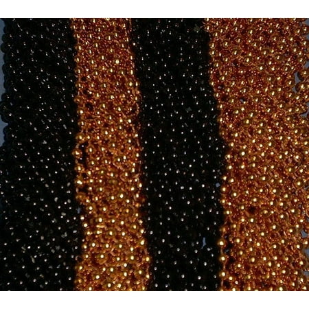216 Orange Black Mardi Gras Beads Halloween Necklace