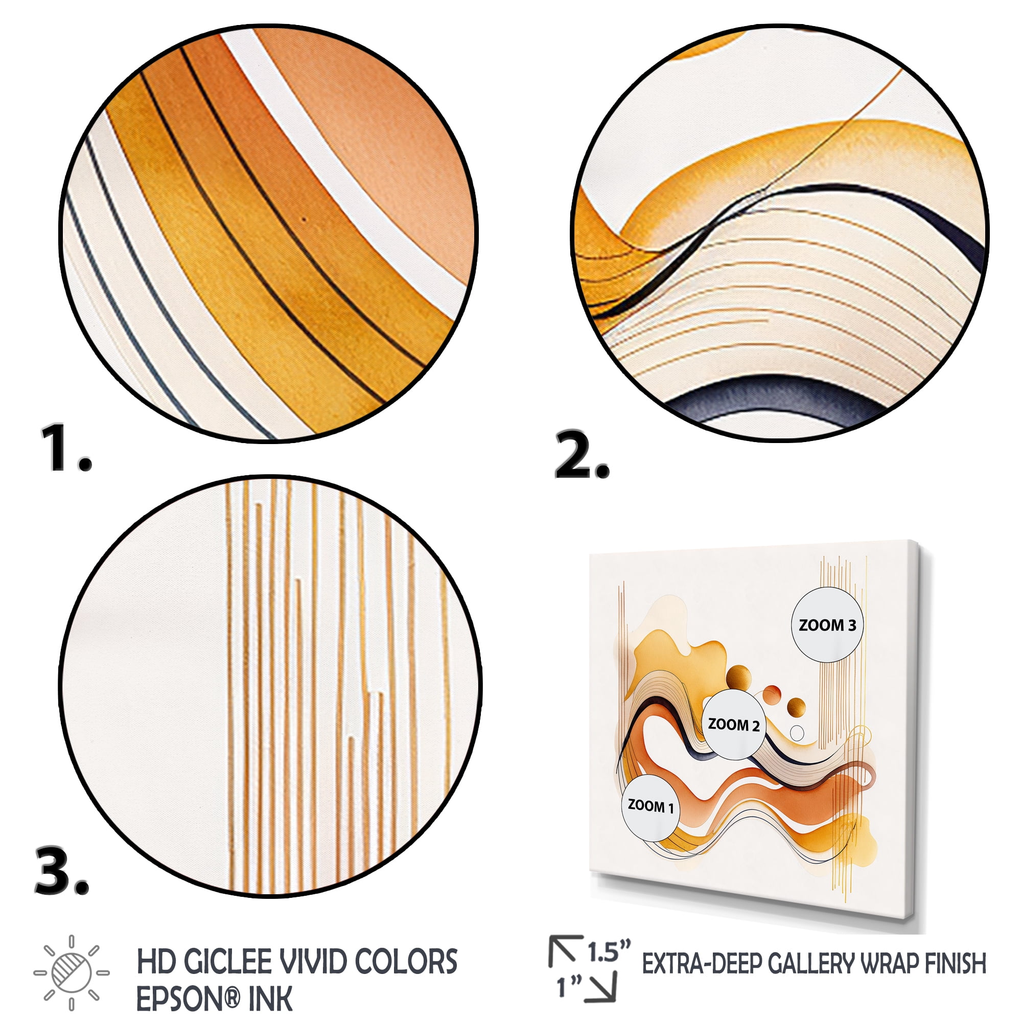 Designart Burnt Orange Waves Abstract III Canvas Wall Art