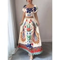 thumbnail image 6 of Women Printed Skirt Outfits Floral Halter Crop Top A Line Maxi Skirt Casual Going Out Sets Flower Color S, 6 of 10