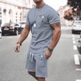 thumbnail image 6 of RUTAYY Men's Outfits Summer Tracksuit Plus Size Casual Short Sleeve Round Neck Athletic Suit Coconut Tree Print Drawstring Waist Tracksuit Travel Vacation Clothing Sets, 6 of 6