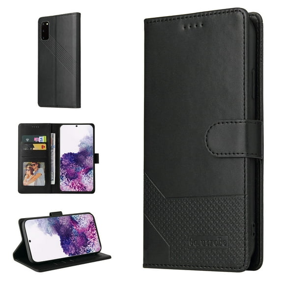 Wallet Case for Galaxy Note 20 Credit Card Holder, [Shockproof Interior Case] Premium PU Leather With Strap Kickstand Magnetic Closure Flip Folding Cover Compatible with Samsung Galaxy S20,
Black